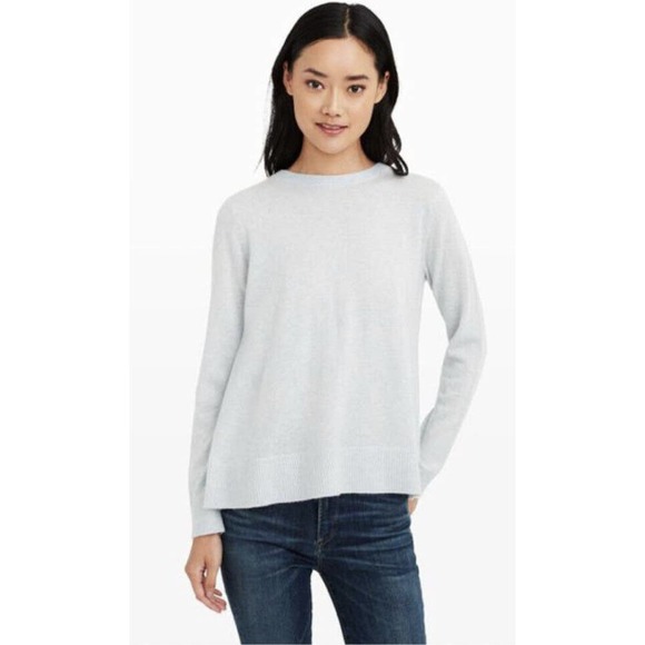 CLUB MONACO Sidone Bow Back Wool Sweater Crew Neck Melange Blue Women's S - Picture 3 of 12